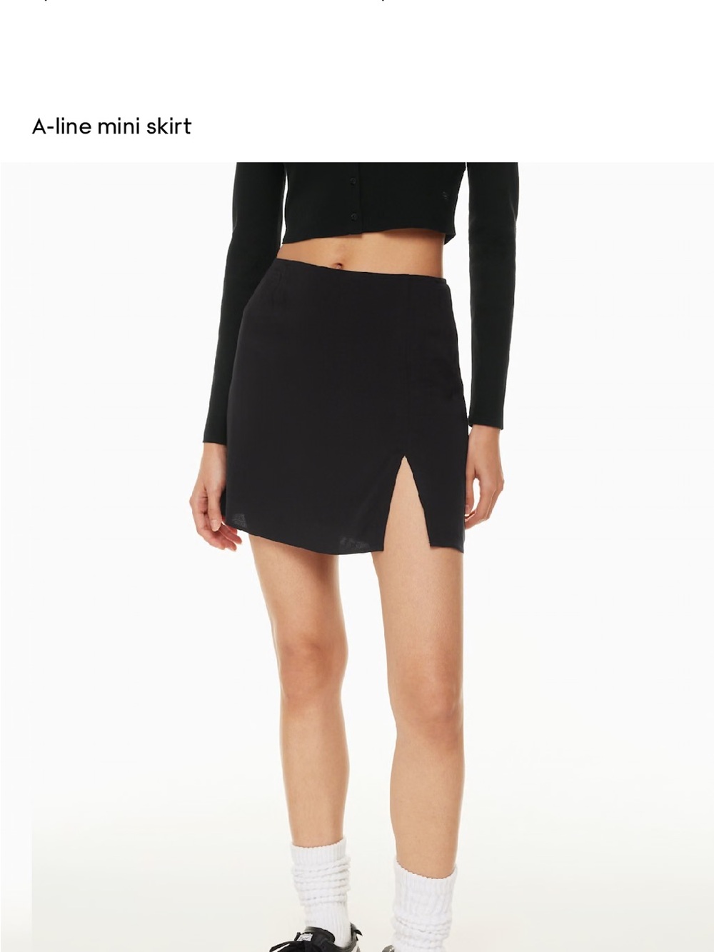 Aritzia A-line Mini Skirt with Front Slit - Black Sunday Best